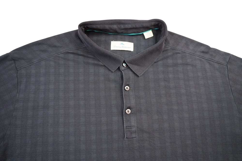 Tommy Bahama Polo Shirt Mens 3XLT Gray Check Pima Cotton Big & Tall Casual
